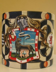 Pittura su cassa tamburo contrada della lupa
